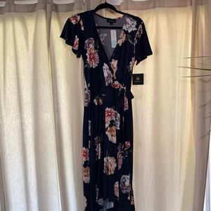 High low floral wrap dress